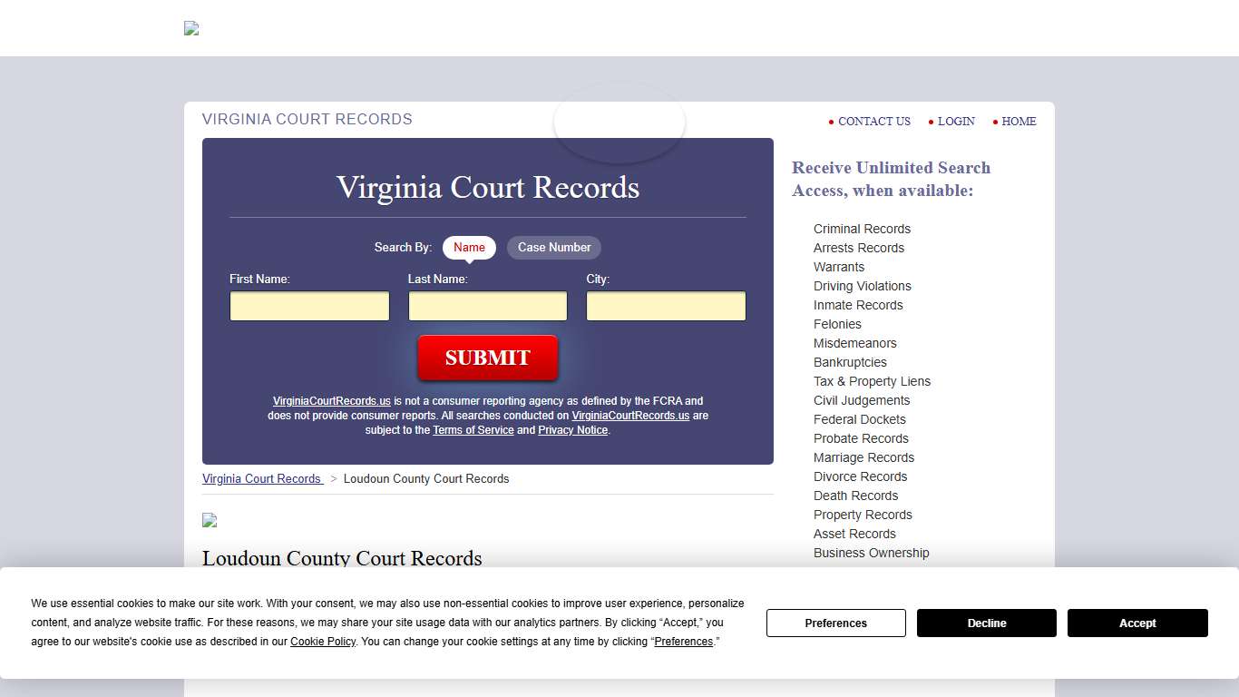 Loudoun County Court Records | VirginiaCourtRecords.us