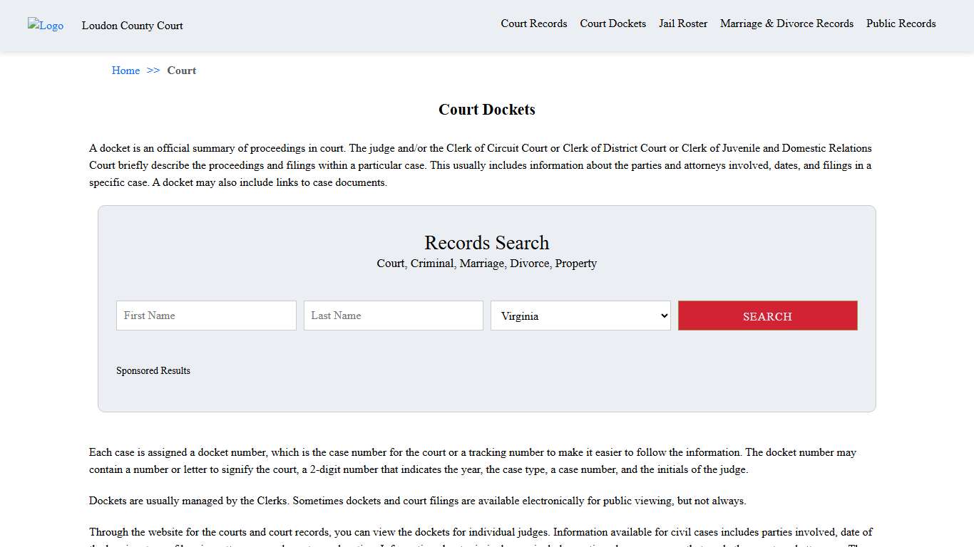 Court Dockets | Loudoun County Court
