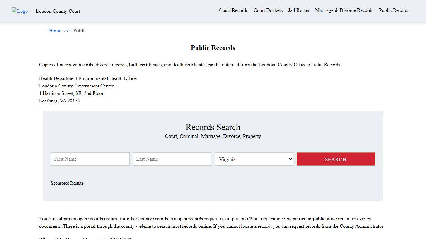 Public Records | Loudoun County Court