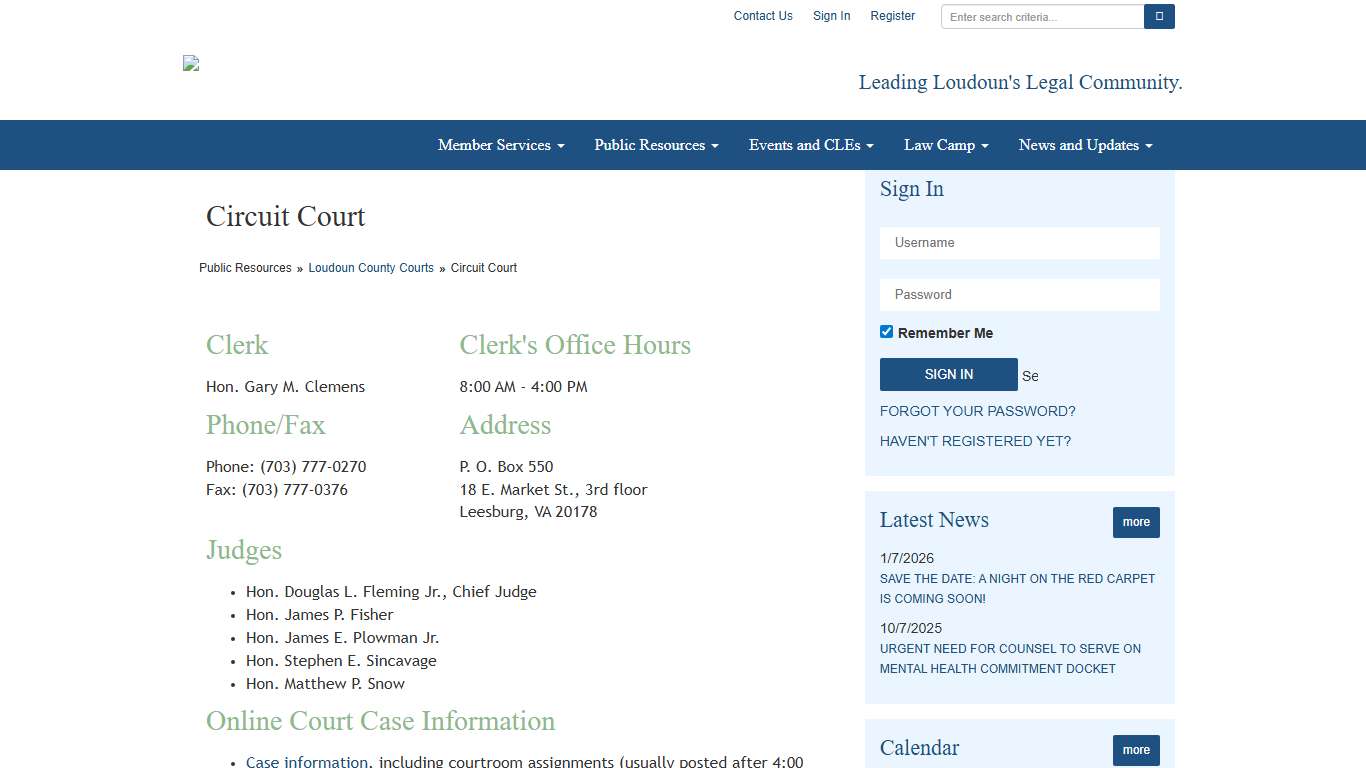 Loudoun County Circuit Court - Loudoun County Bar Association